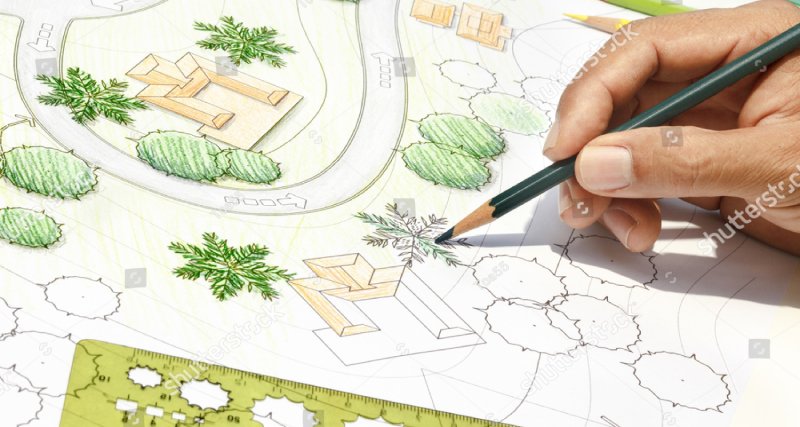 Landscape Architect Designing On-Site Analysis Plan.